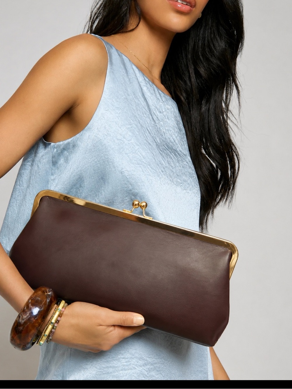 AOTA KissLock Brown Clutch Purse-NWT